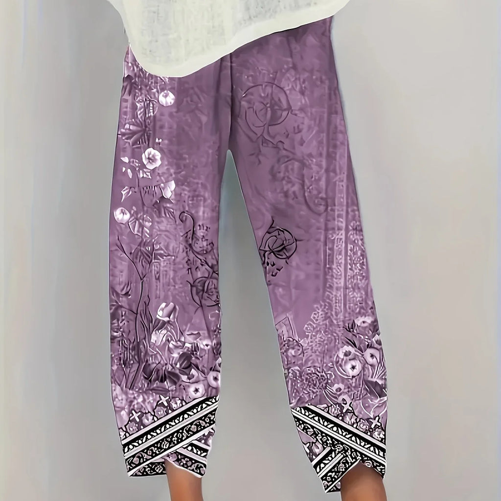 Women's Elegant Botanical Cropped Trousers