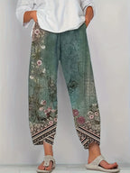 Women's Elegant Botanical Cropped Trousers