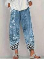 Women's Elegant Botanical Cropped Trousers