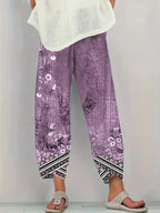 Women's Elegant Botanical Cropped Trousers