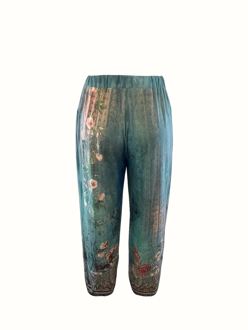 Women's Elegant Botanical Cropped Trousers