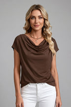 Women's Elegant Cowl Neck Draped Blouse