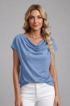 Women's Elegant Cowl Neck Draped Blouse