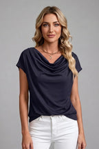 Women's Elegant Cowl Neck Draped Blouse