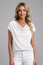 Women's Elegant Cowl Neck Draped Blouse