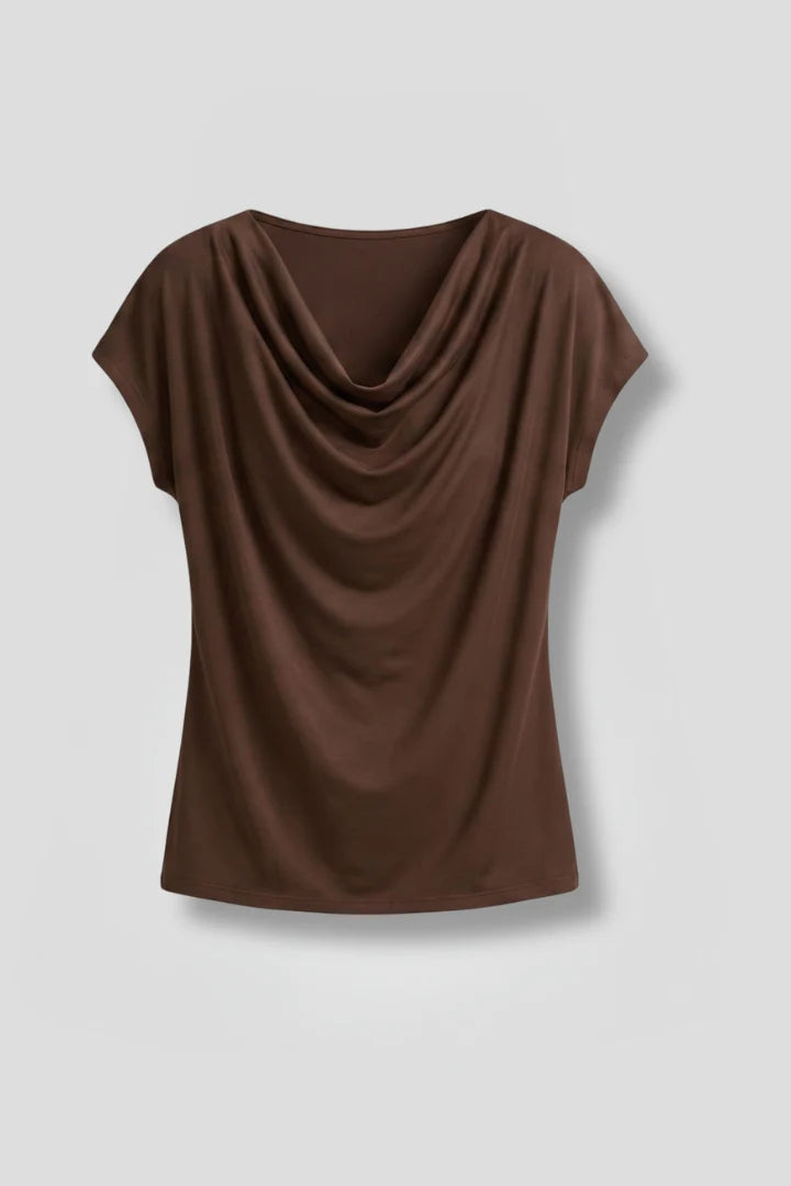 Women's Elegant Cowl Neck Draped Blouse