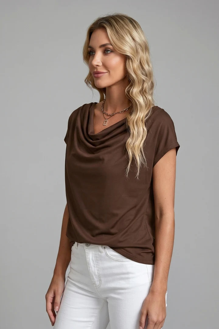 Women's Elegant Cowl Neck Draped Blouse