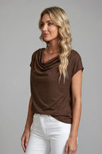 Women's Elegant Cowl Neck Draped Blouse