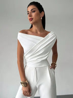 Women's Elegant Draped Off-Shoulder Top