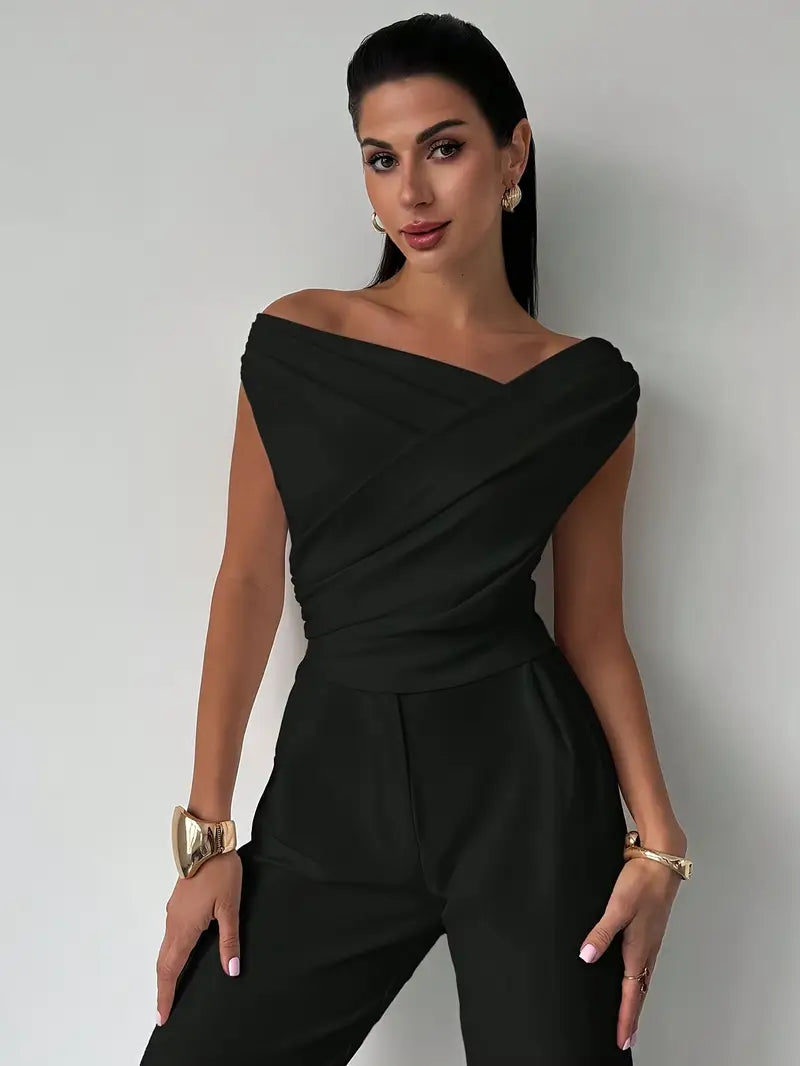 Women's Elegant Draped Off-Shoulder Top