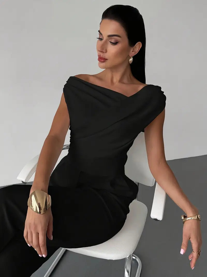 Women's Elegant Draped Off-Shoulder Top