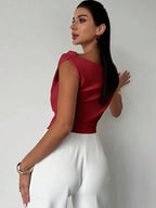 Women's Elegant Draped Off-Shoulder Top