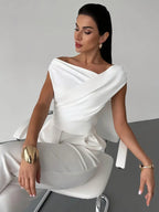 Women's Elegant Draped Off-Shoulder Top