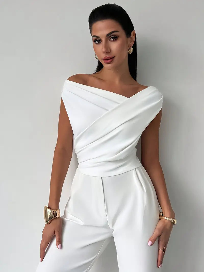 Women's Elegant Draped Off-Shoulder Top