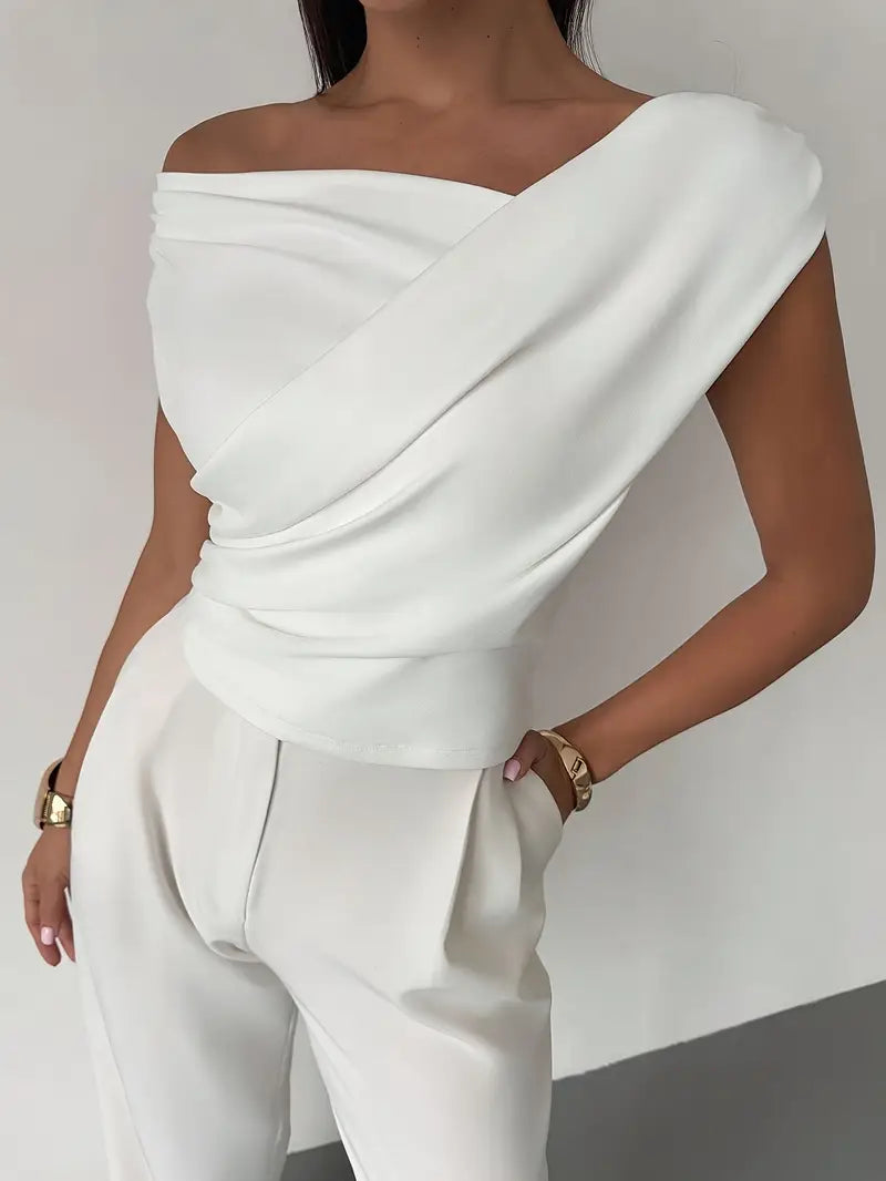 Women's Elegant Draped Off-Shoulder Top