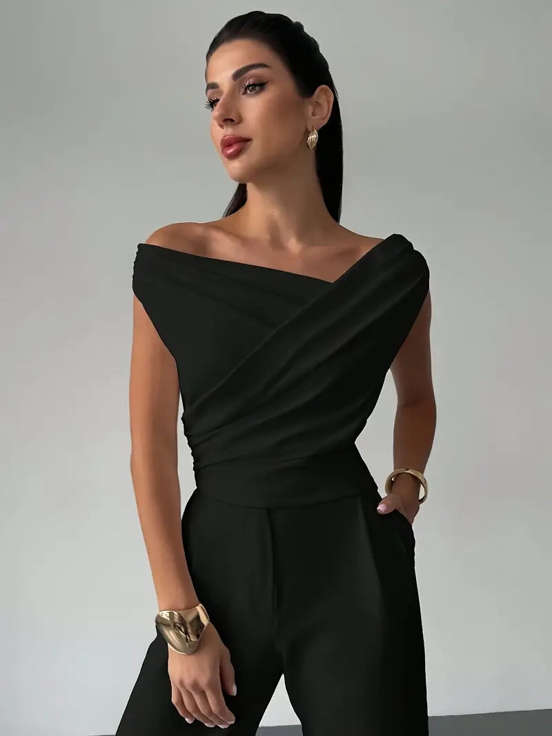 Women's Elegant Draped Off-Shoulder Top