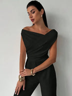 Women's Elegant Draped Off-Shoulder Top