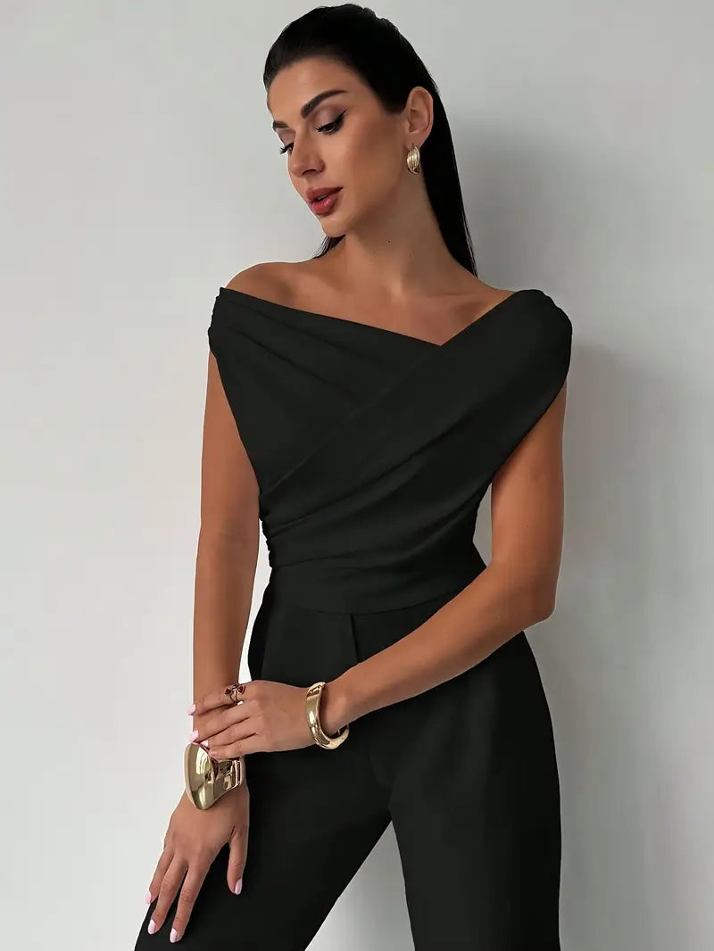 Women's Elegant Draped Off-Shoulder Top