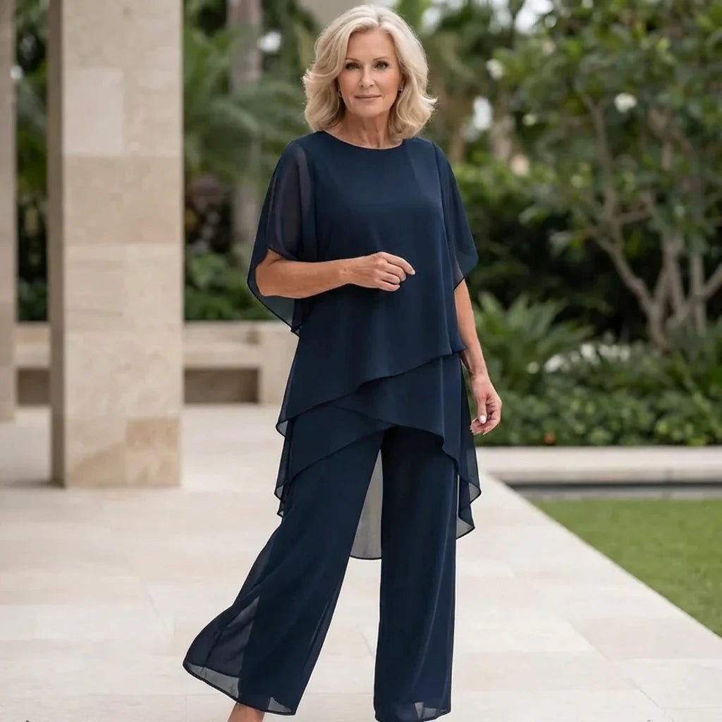 Women's Elegant Draped Palazzo Trouser Set