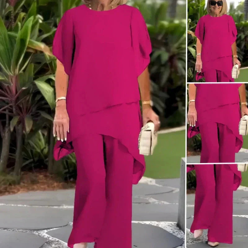 Women's Elegant Draped Palazzo Trouser Set