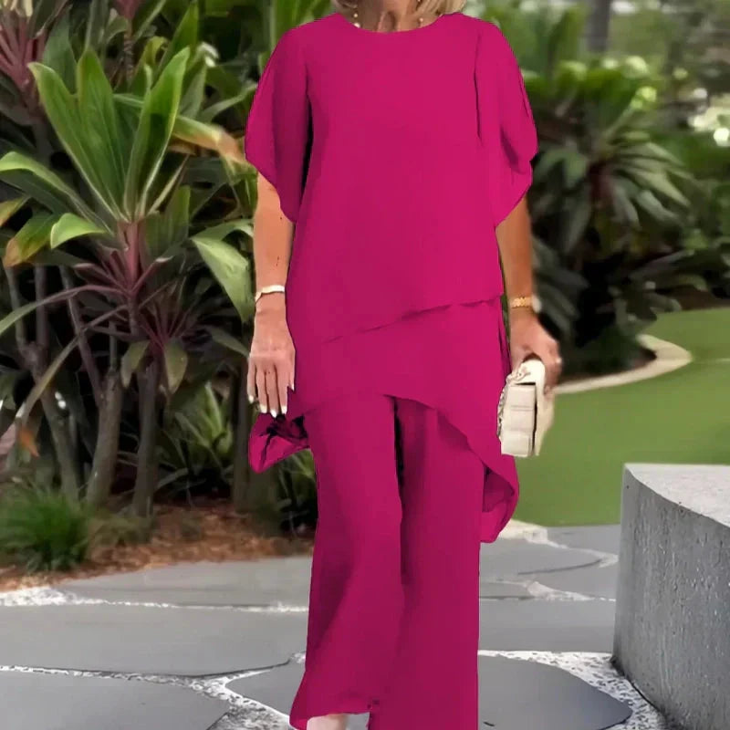 Women's Elegant Draped Palazzo Trouser Set