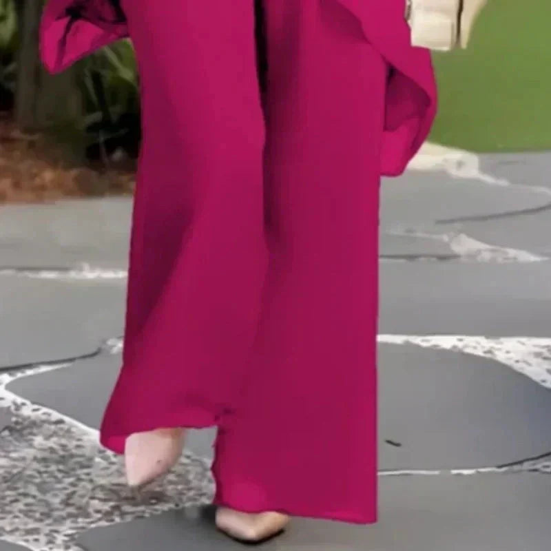 Women's Elegant Draped Palazzo Trouser Set