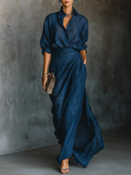Women's Elegant Draped Two-Piece Set