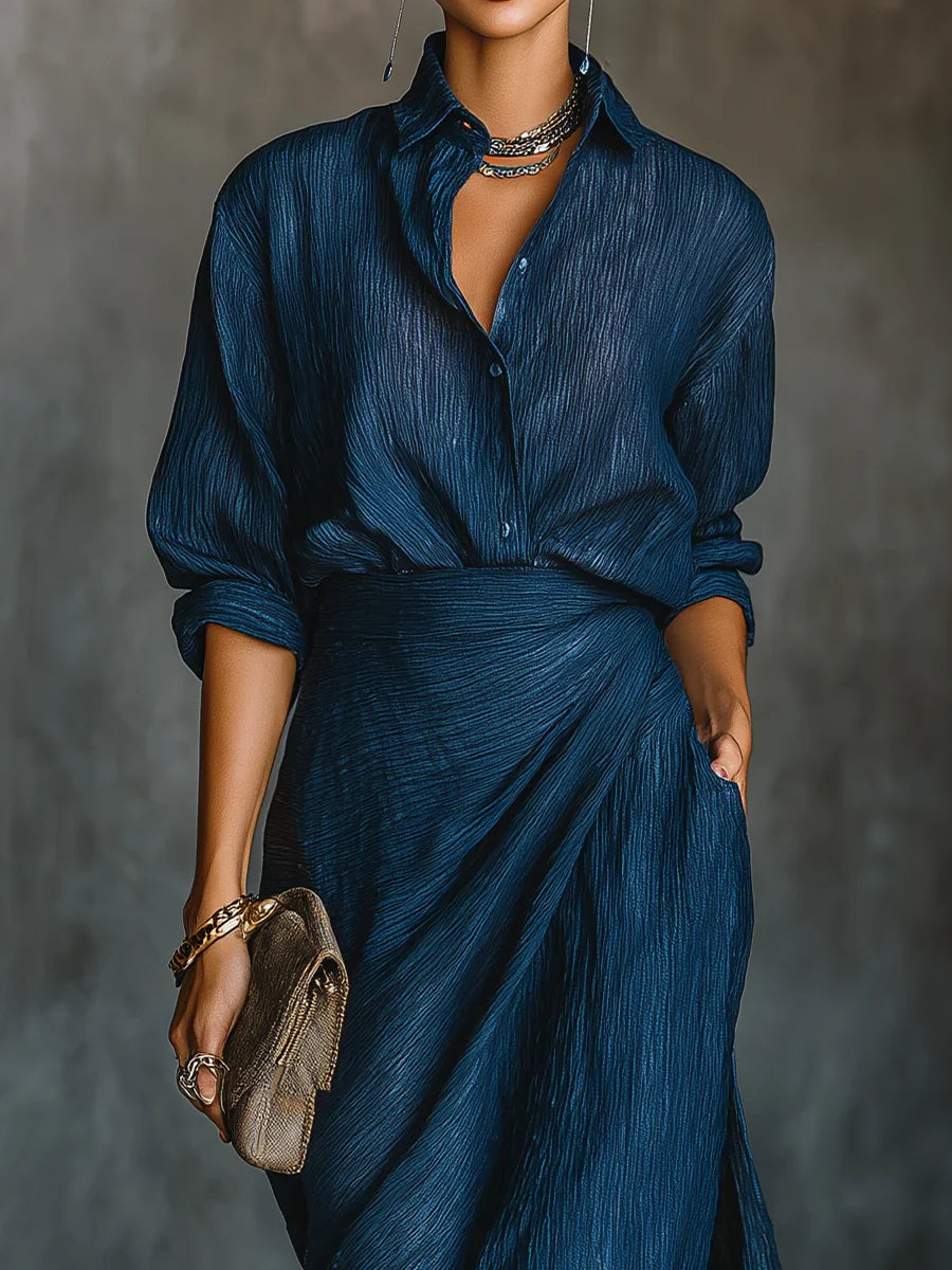 Women's Elegant Draped Two-Piece Set