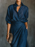 Women's Elegant Draped Two-Piece Set