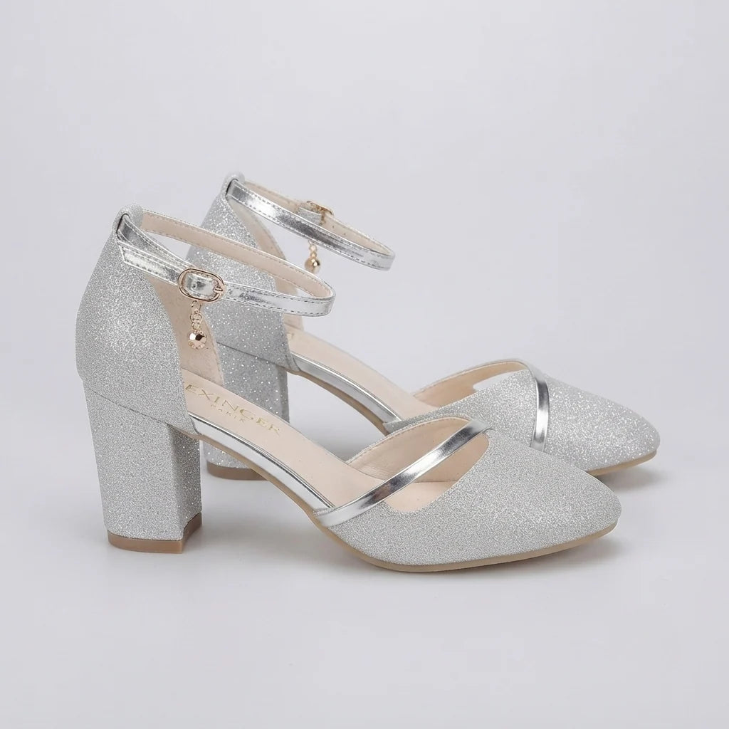 Women's Elegant Glitter Block Heel Sandals