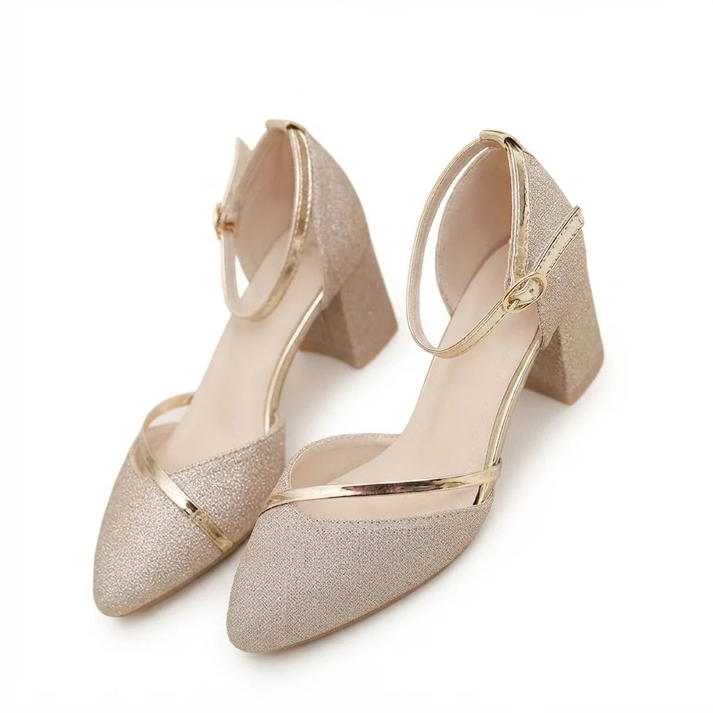 Women's Elegant Glitter Block Heel Sandals