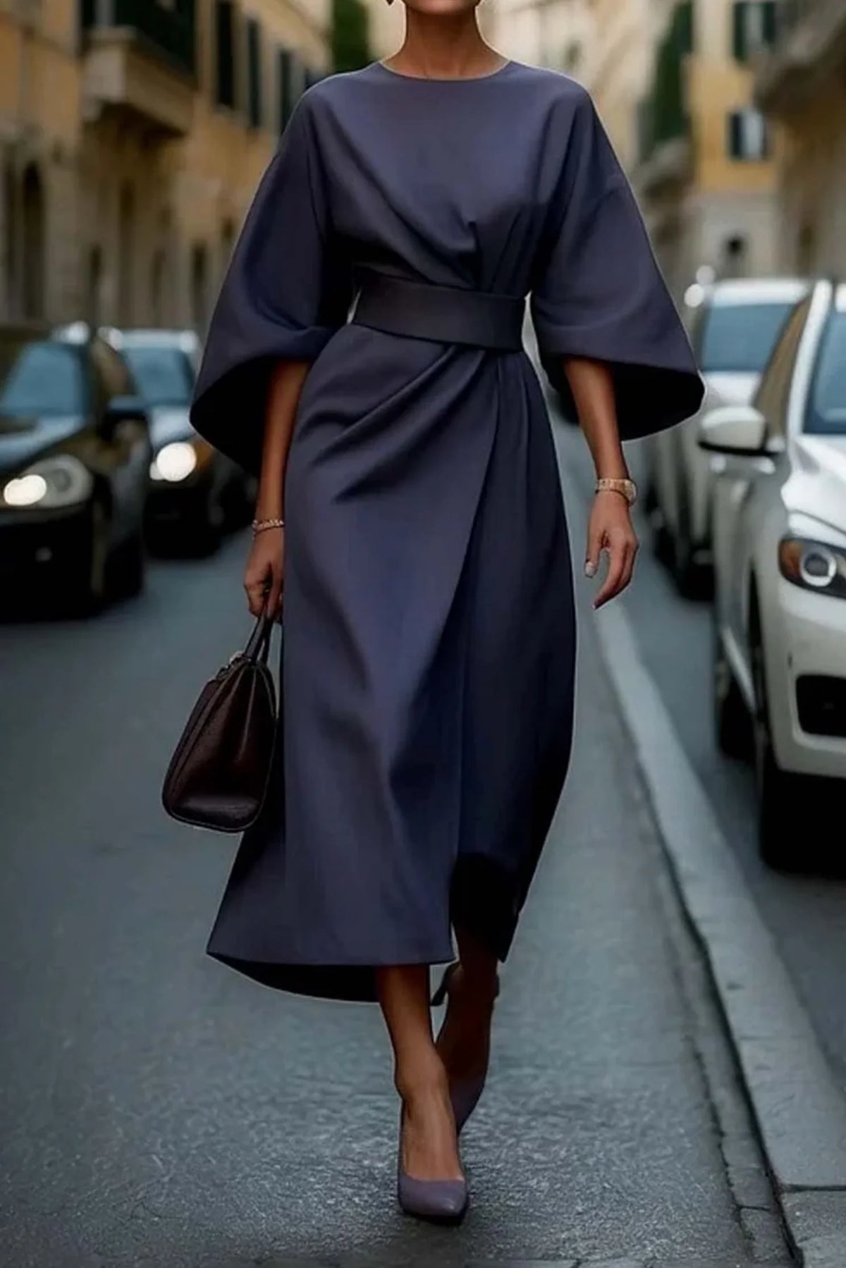 Women's Elegant Lantern Sleeve Dress