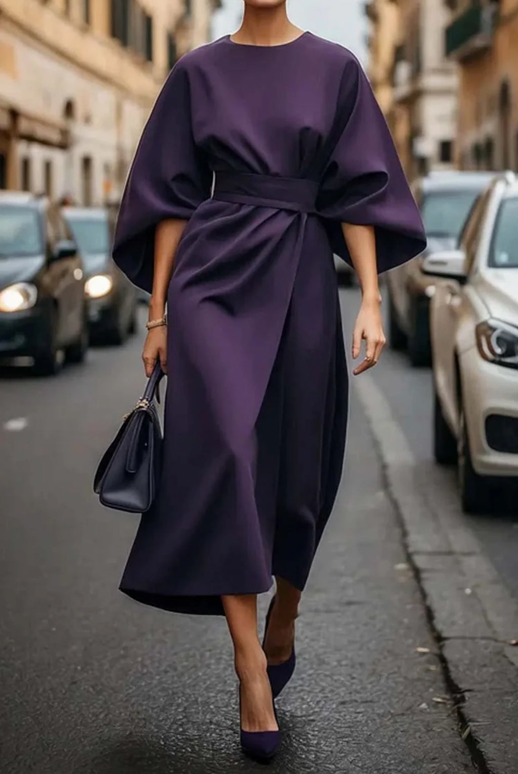 Women's Elegant Lantern Sleeve Dress
