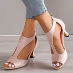 Women's Elegant Open Toe Mid Heels