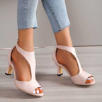 Women's Elegant Open Toe Mid Heels