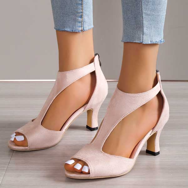 Women's Elegant Open Toe Mid Heels