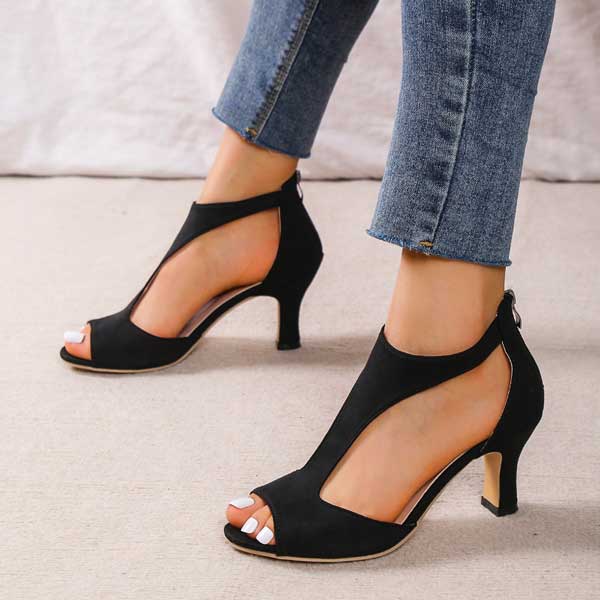 Women's Elegant Open Toe Mid Heels