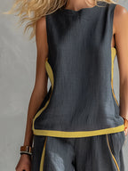 Women's Elegant Sleeveless Top and Wide Trouser Set
