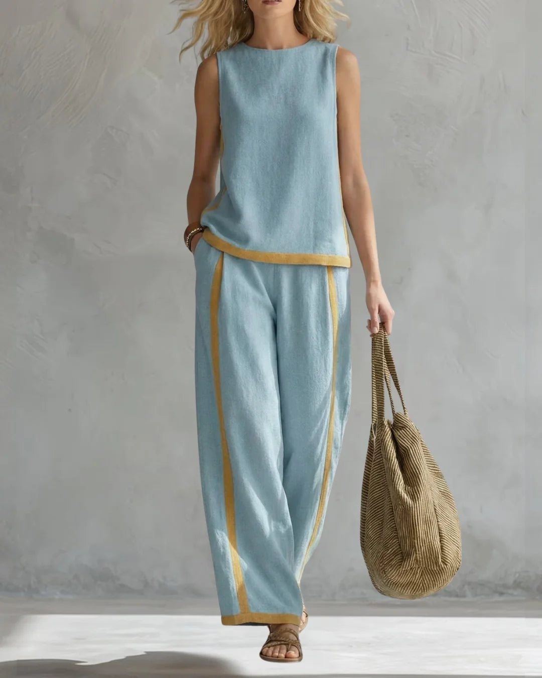 Women's Elegant Sleeveless Top and Wide Trouser Set