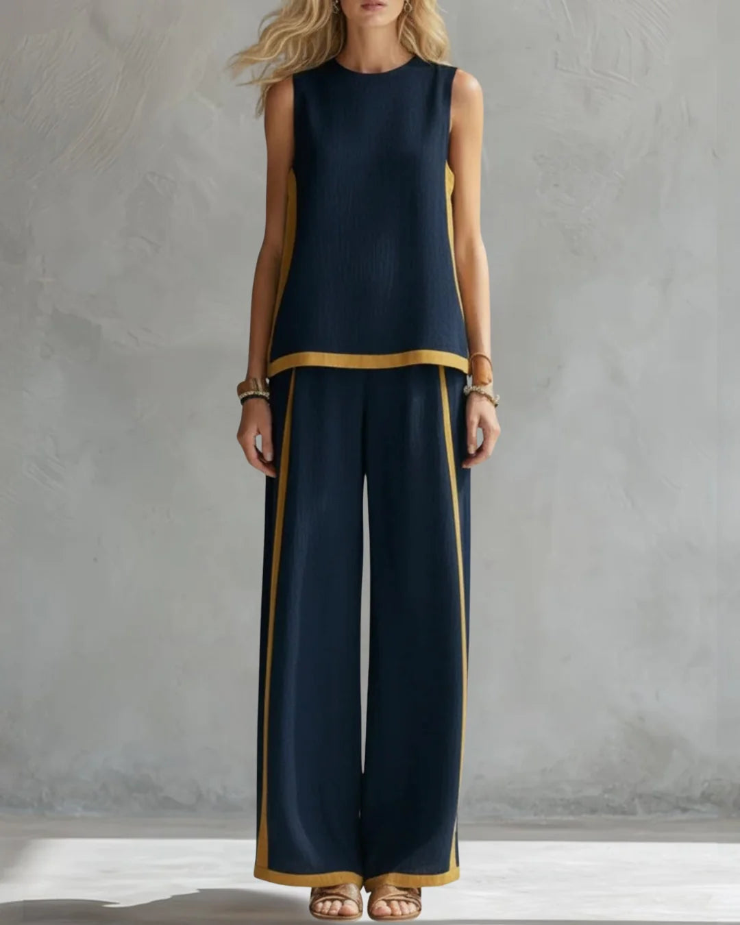 Women's Elegant Sleeveless Top and Wide Trouser Set