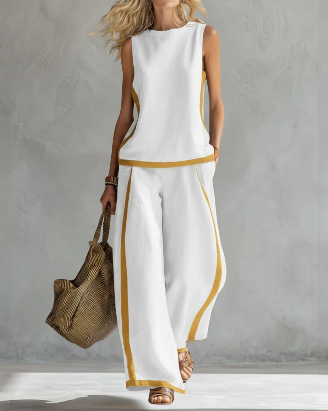 Women's Elegant Sleeveless Top and Wide Trouser Set