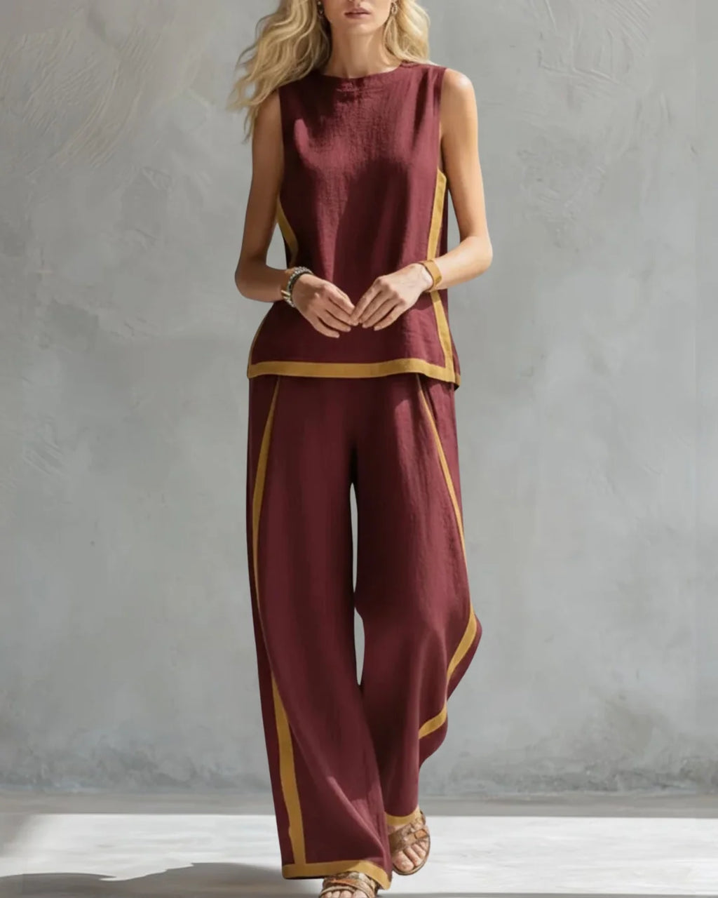 Women's Elegant Sleeveless Top and Wide Trouser Set