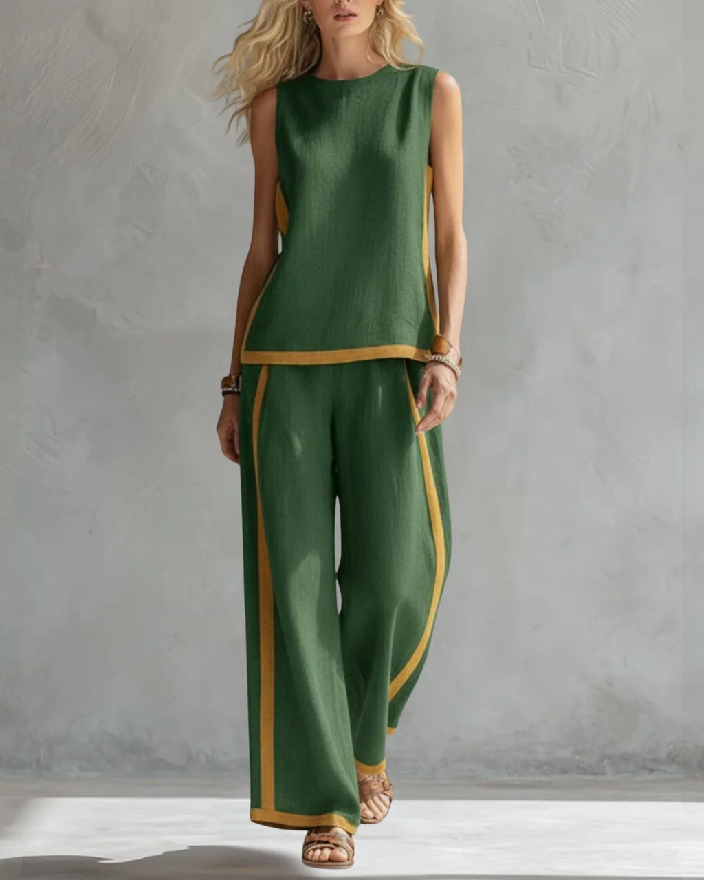 Women's Elegant Sleeveless Top and Wide Trouser Set