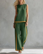 Women's Elegant Sleeveless Top and Wide Trouser Set