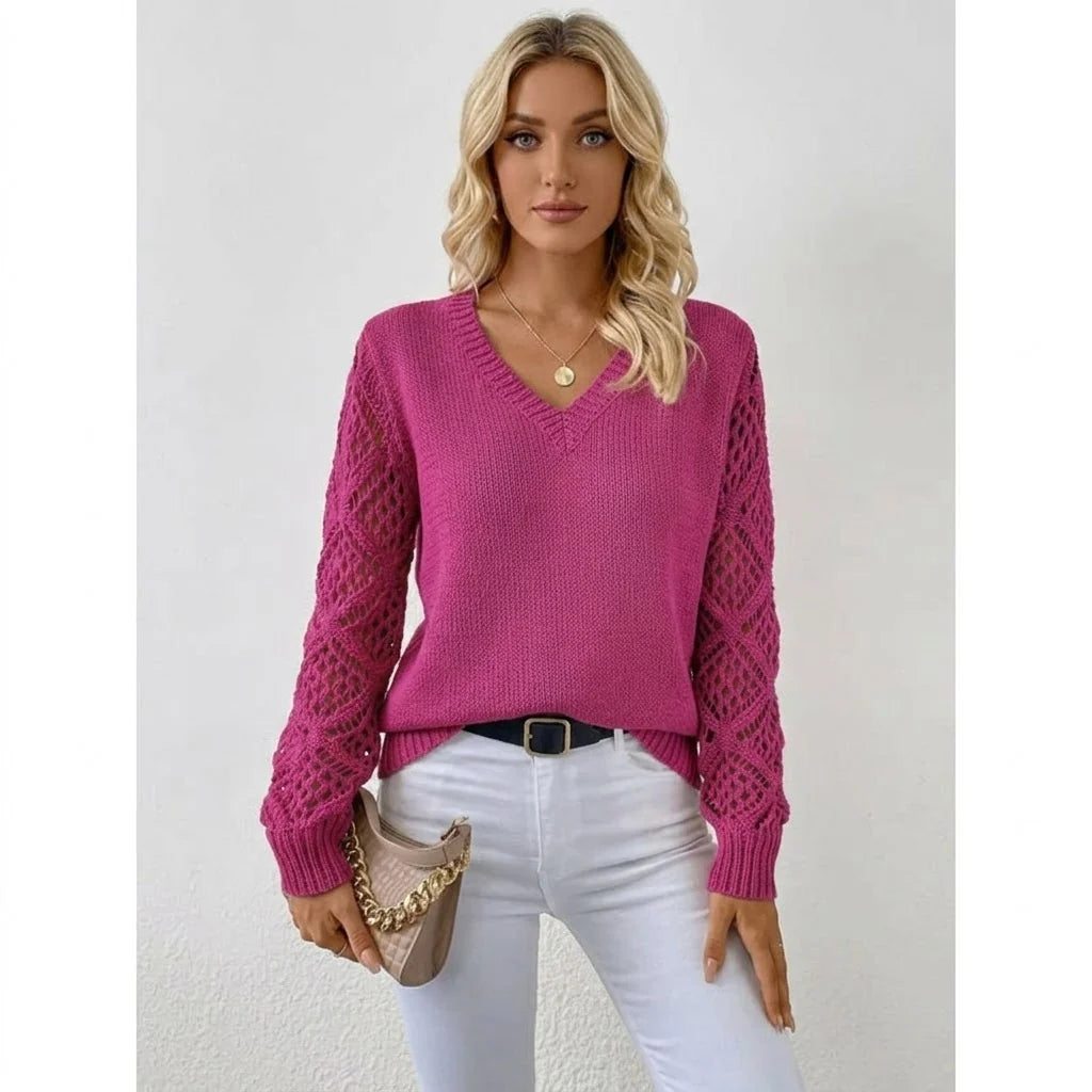 Women's Elegant V-Neck Knit Sweater