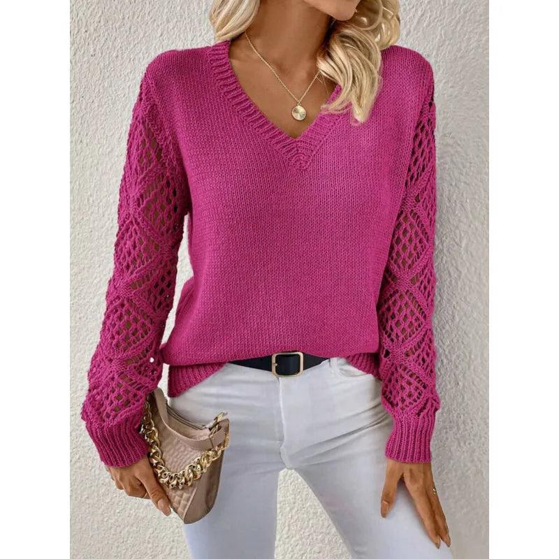 Women's Elegant V-Neck Knit Sweater