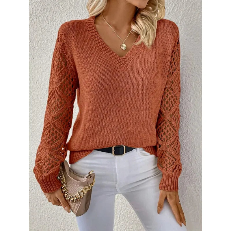 Women's Elegant V-Neck Knit Sweater