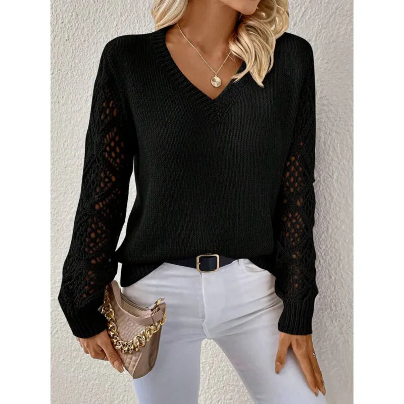Women's Elegant V-Neck Knit Sweater