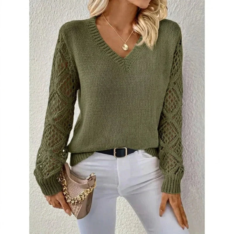 Women's Elegant V-Neck Knit Sweater