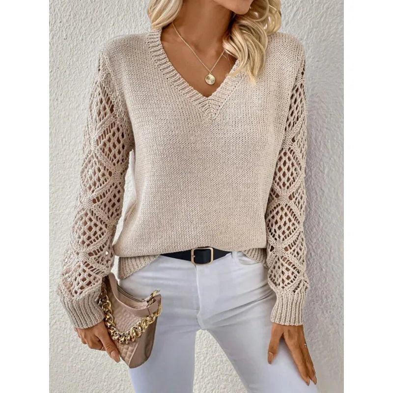 Women's Elegant V-Neck Knit Sweater
